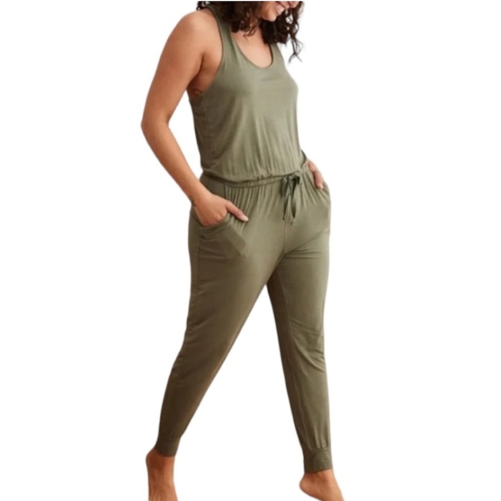 Aerie Olive Green Everyday Track Jumpsuit Sz XS